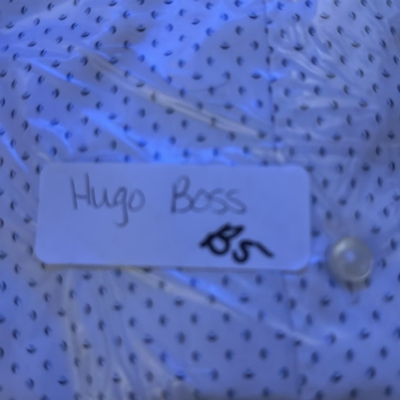 HUGO BOSS White design Men luxury career office special occasion top 42 16.5” - Picture 11 of 11